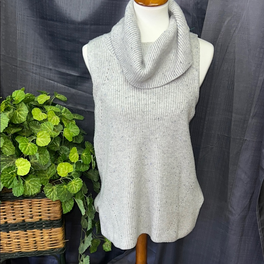 Talbots Gray Cowl Neck Sleeveless Sweater